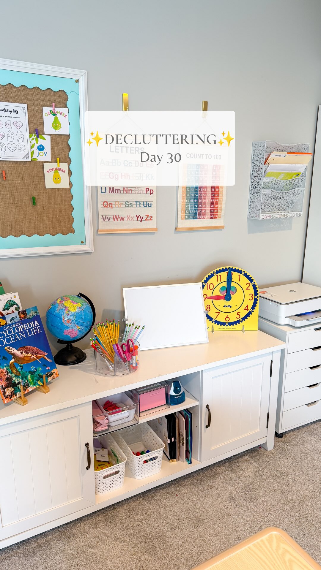 Decluttered our homeschool cabinet! This video has been sitting on my camera roll for so long 🫣 I decluttered this back over spring break 😂 #decluttering #declutterwithme #declutteringtips #declutteredhome #organizedhome