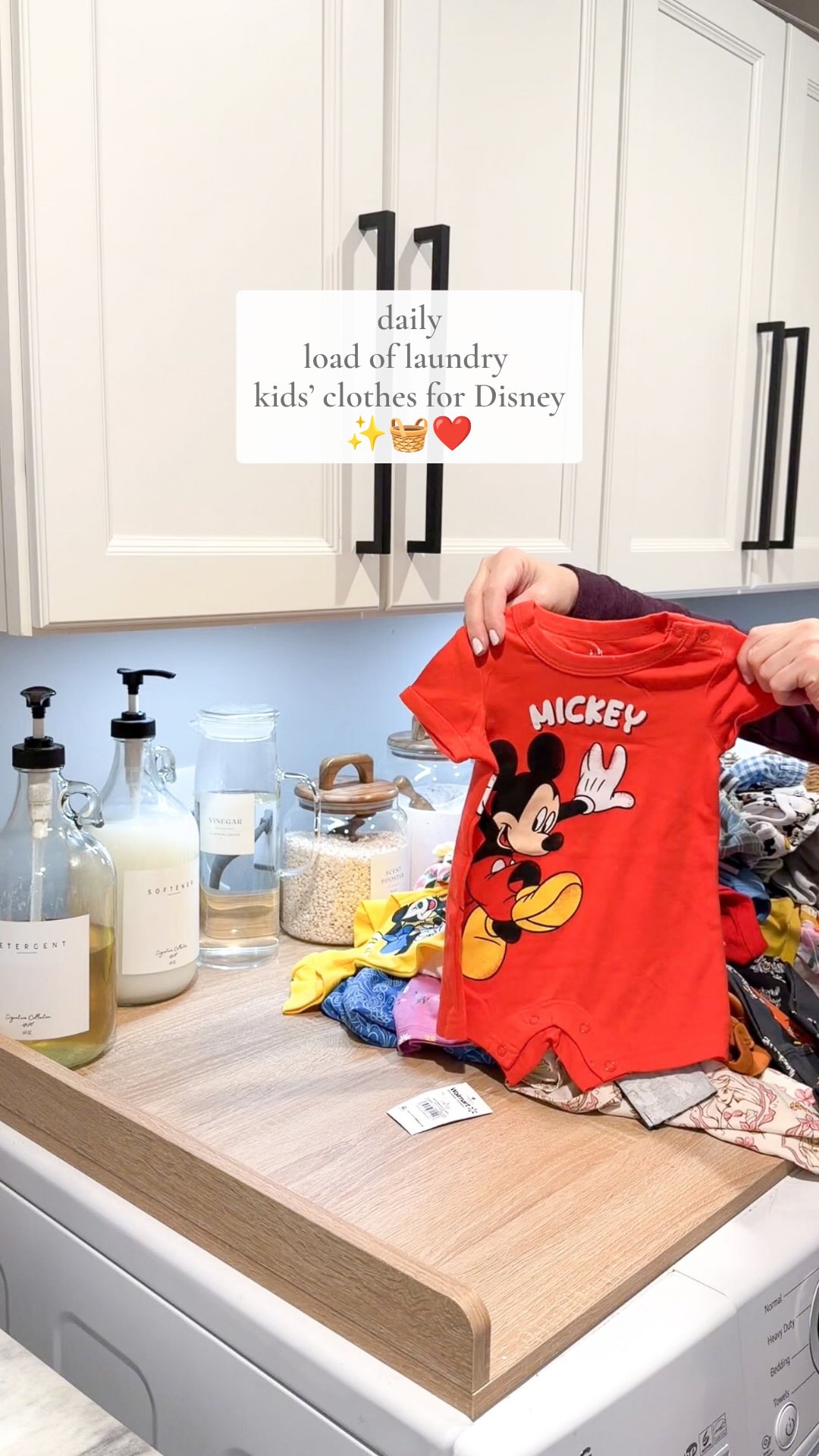 Did all of the laundry for our trip to Disney I found some really cute baby outfits and a few new dresses for the girls! Comment “laundry” and I’ll message you everything in my laundry room 🧺 #laundry #laundryroom #dailylaundry #laundryday #laundrytips