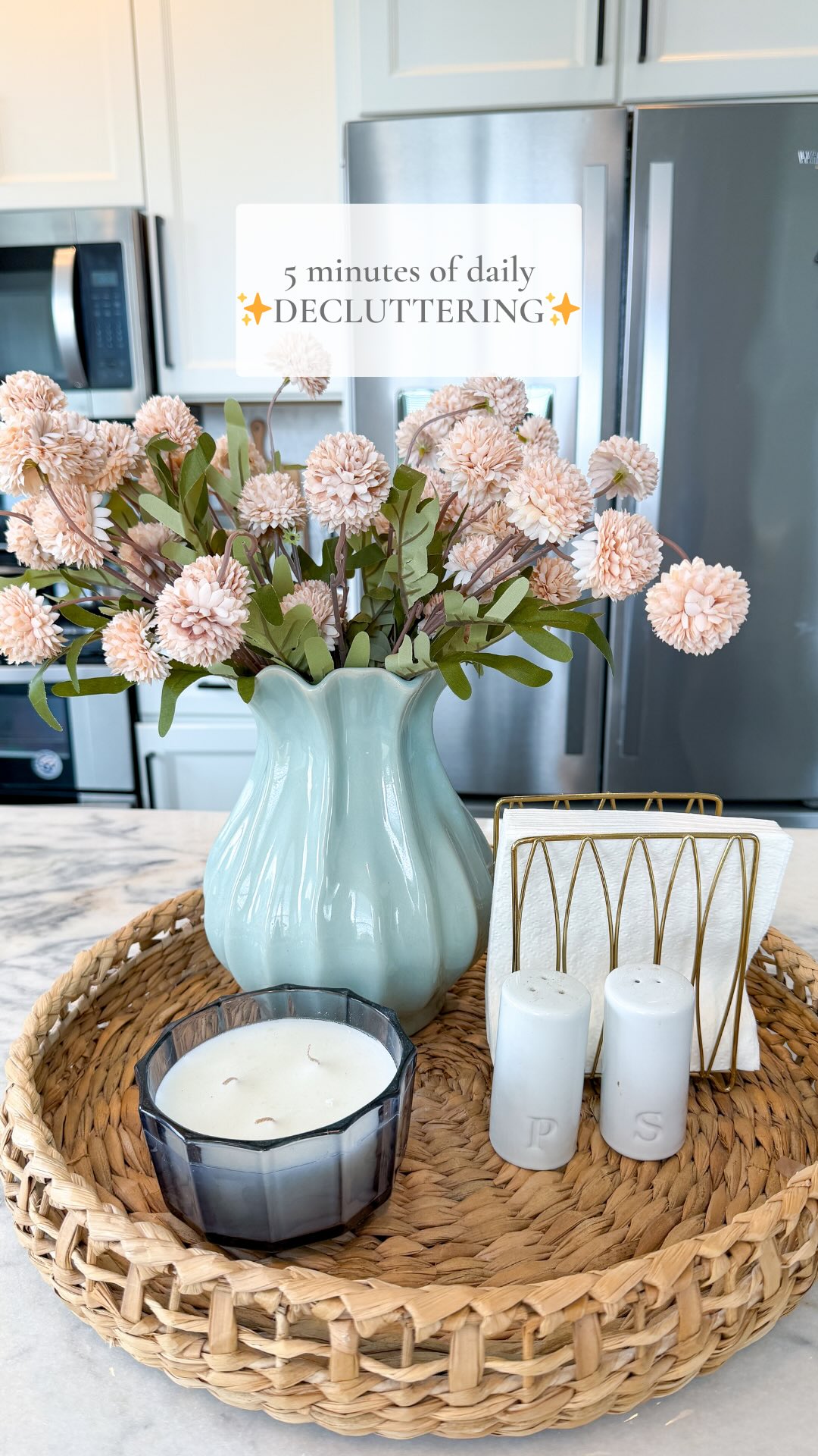 Even though decluttering has been feeling impossible these days with three kids and a newborn in the mix, I’ve started trying to do one small area in just 5-10 minutes each day. I love feeling like I’m making progress even though it’s small. And the after is always worth it 😍I’ve also been telling myself it doesn’t have to be perfect, it just has to be better! Comment ‘spring’ and I’ll message you everything I used in our centerpiece for spring! #declutter #decluttering #declutteringtips #declutterwithme #organizedhome