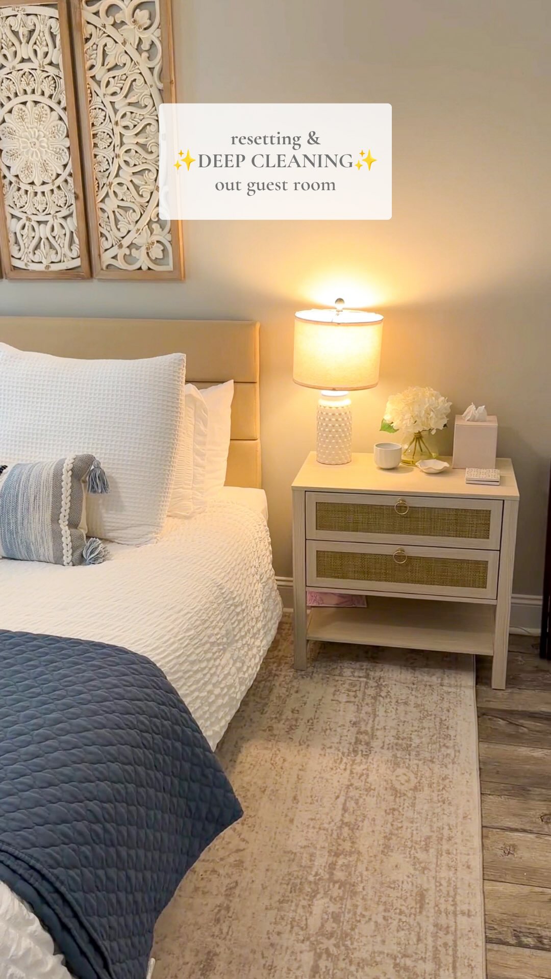 Next guests check in this weekend ✨ love it when family comes to town #guestroom #guestroomideas #deepcleaning #guestroomreset #cleanwithme