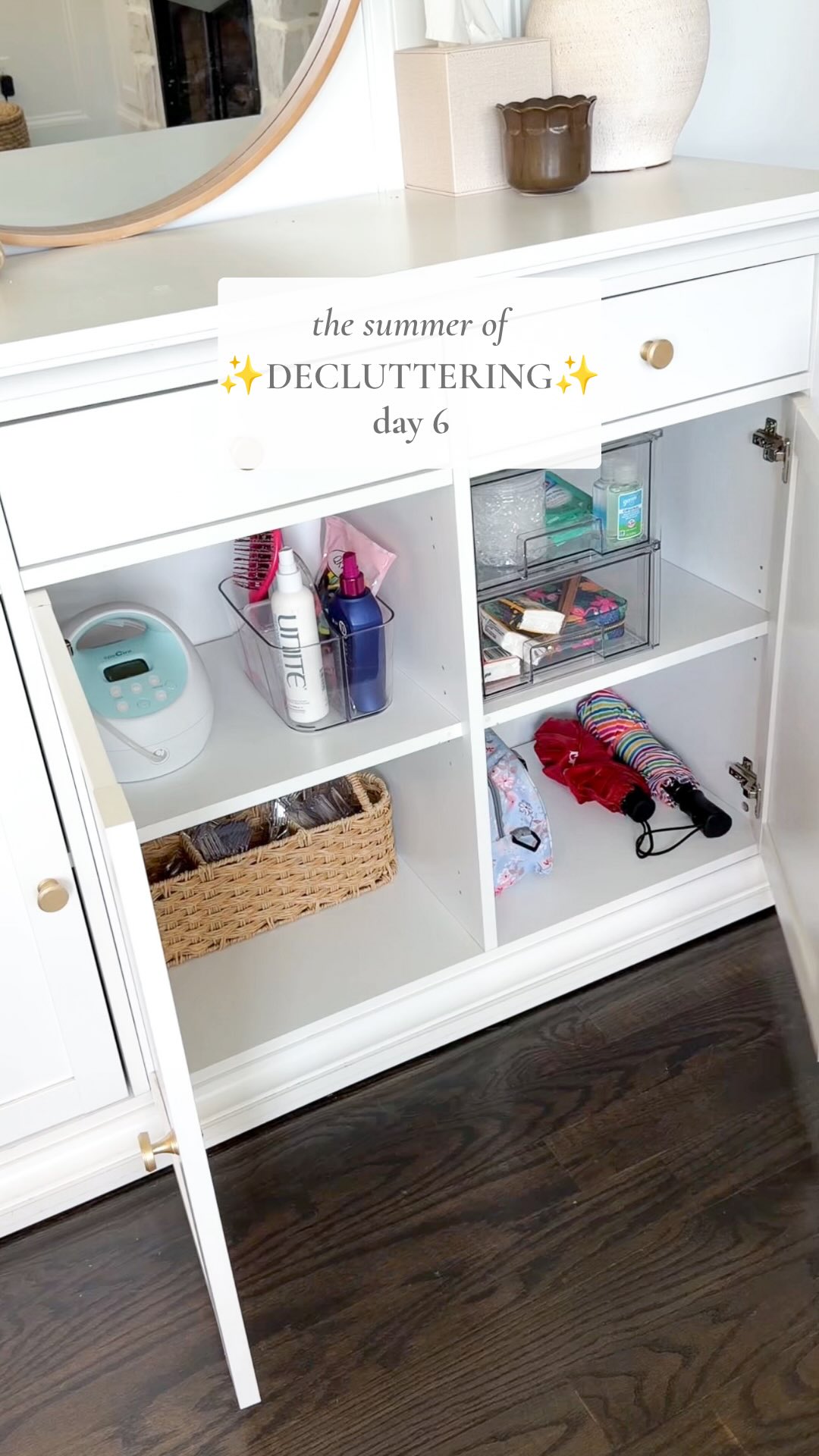 Decluttered two more cabinets. The way we just shoved random stuff in these cabinets the past year 😂 I’m so glad I got everything out and put things that are actually useful in this space in our home! #declutter #summerofdecluttering #declutterwithme #declutteredhome #declutteringtips