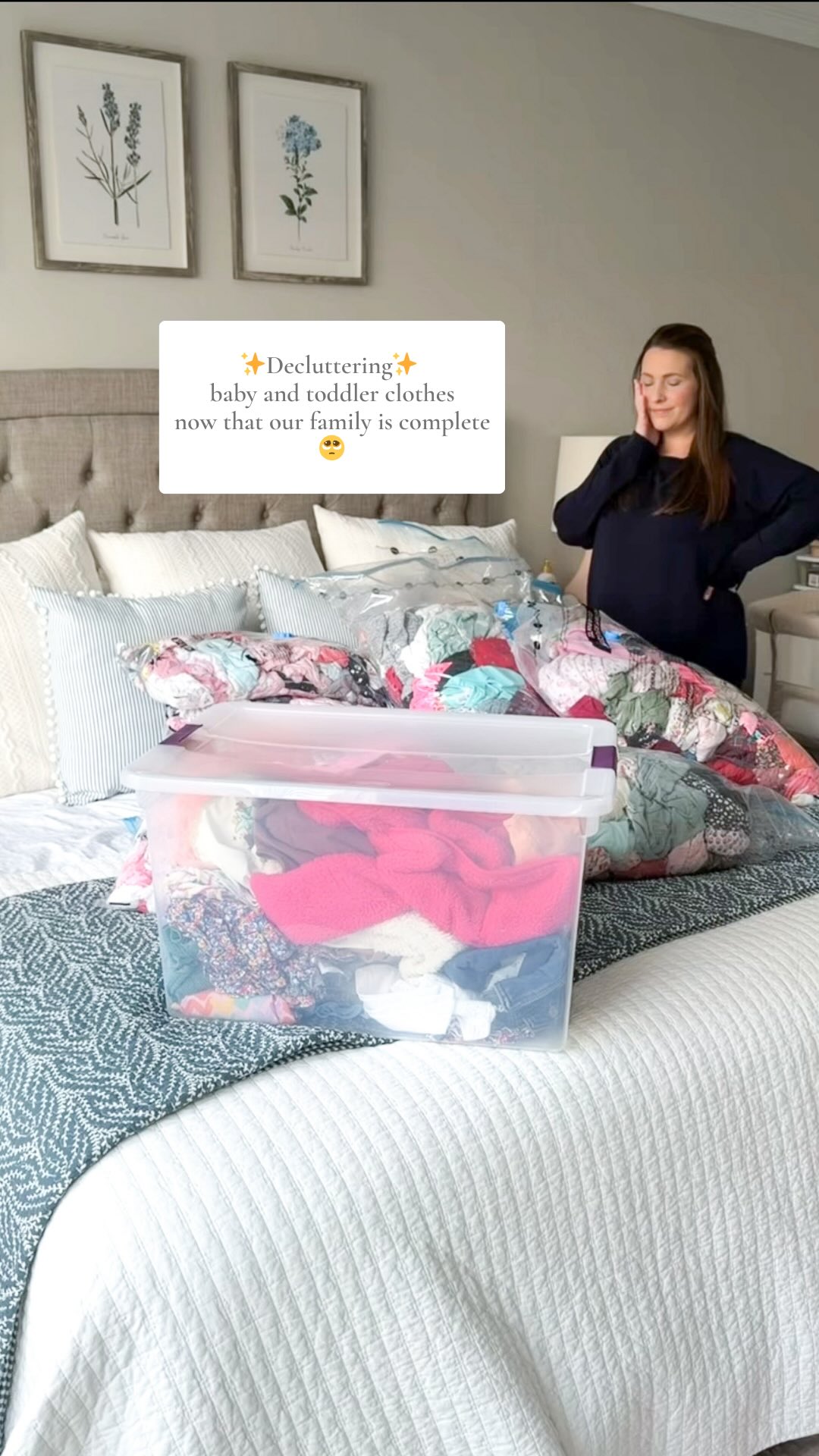 Decluttered all of our baby and toddler clothes from the girls 🥺 This was a tough one for me but now that our family is complete and our last baby is a boy, it just made sense to go through all of this and clear out the space it’s been taking up. Clothes really do hold memories for me because the amount of memories this brought back was so sweet! I feel good about what we’re keeping and knowing that other families will get use out of these clothes helps a lot too!#declutter #decluttering #declutteringtips #declutterwithme #declutteredhome